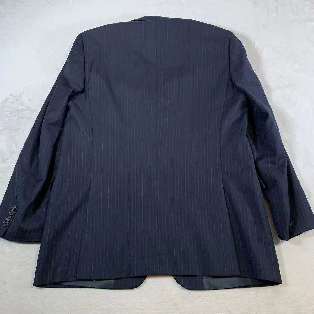 Burberry London Blazer Men's Sport Coat Size 44L Blue 100% Wool Formal Business‎